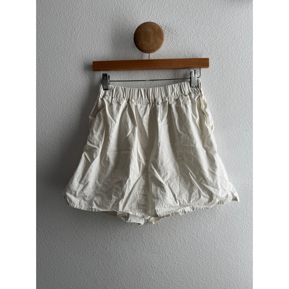 Boii Studios White Cotton Elastic Waist Relaxed Pajama Shorts Size Small